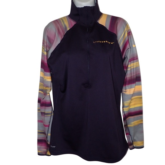 Nike Livestrong 1/4 Zip Dri-Fit Athletic Shirt Women XL Purple Long Sleeve - Picture 1 of 8